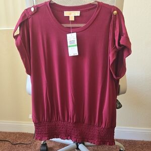 Michael Kors Red Relaxed Dolman Sleeve Blouse